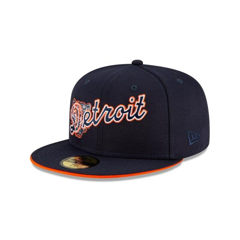 MLB Detroit Tigers Double Logo 59Fifty Fitted (BUI2759) - Blue New Era Caps